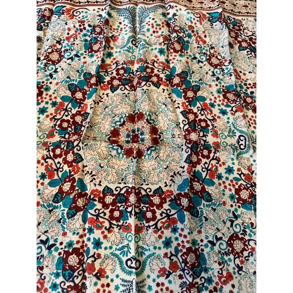 Lucky Brand Floral Paisley Square Scarf 100% Silk 44"x44" Multicolor Boho Style - Picture 7 of 10